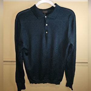 J. Crew Men's Wool Long Sleeve Polo Sweater. Dark Green. Size Medium.